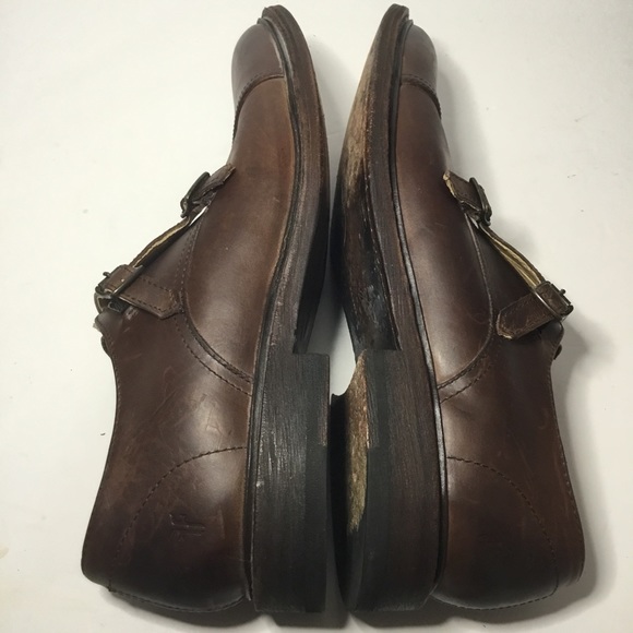 Frye Men’s Brown Leather Double Monk Strap Shoes Size 10D - Picture 6 of 9